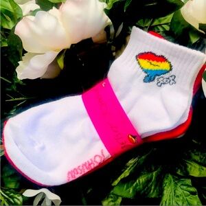 Betsey Johnson Rainbow Socks 6 Pack Colorful Fun Graphic Crew NWT